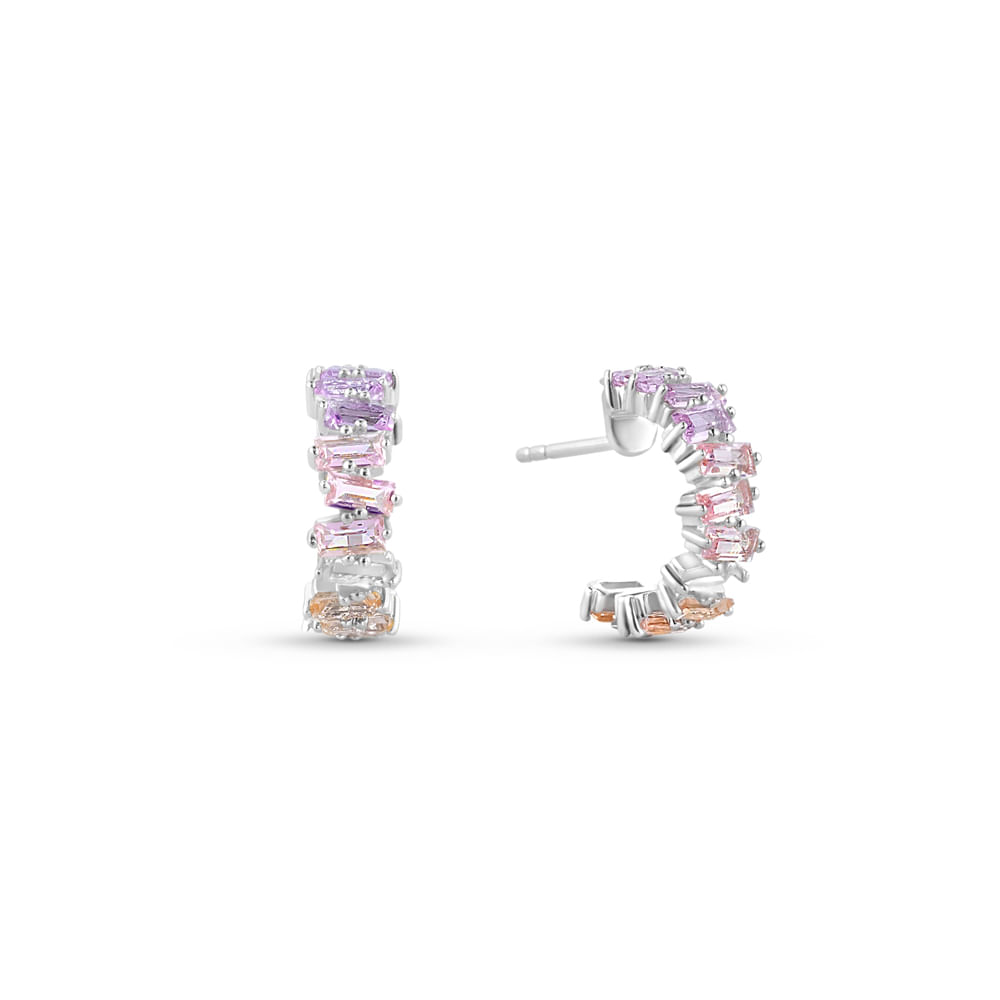 Argola Life Aurora em Prata 925 com Pedras Coloridas, 18 mm