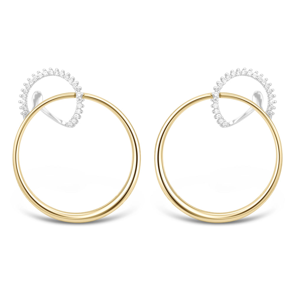 Brinco Circolare em Ouro Amarelo e Ouro Branco 18k com Diamantes