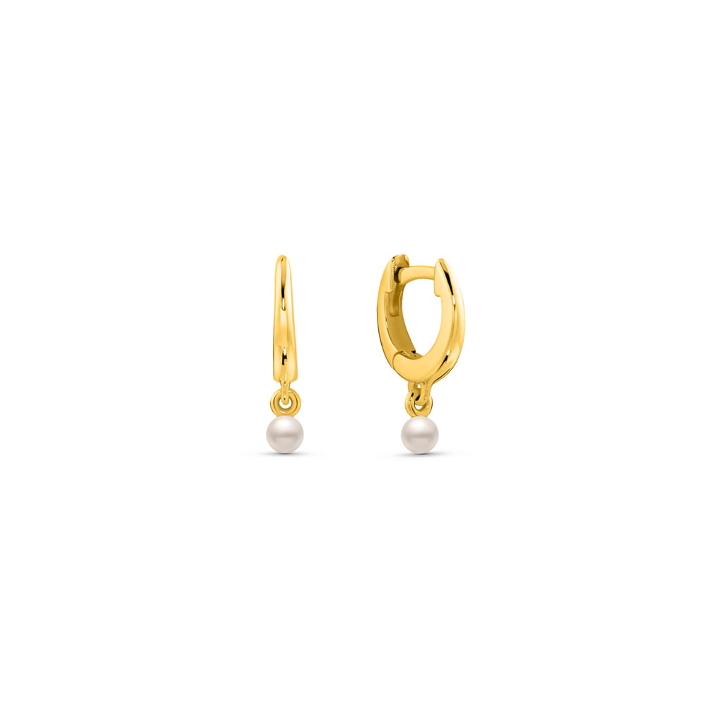 Argola Baby em Ouro Amarelo 18k com Pérolas 15,14mm