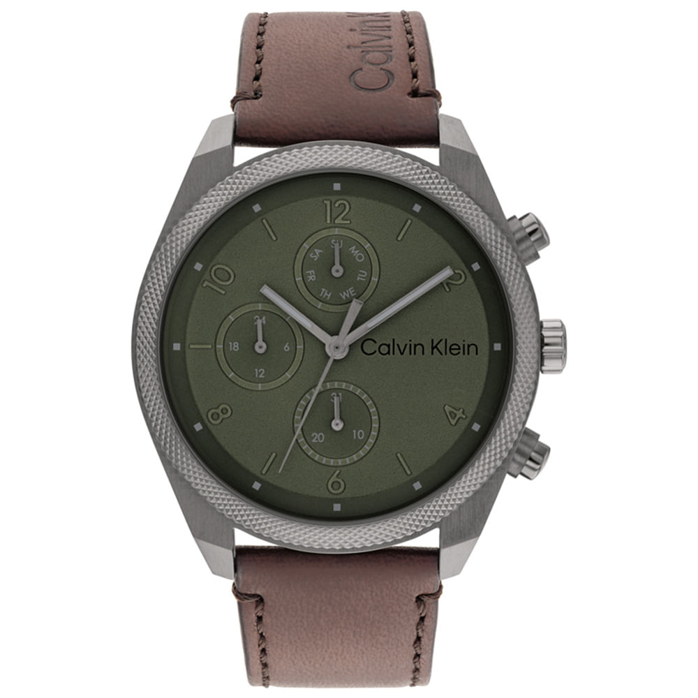 Relógio Calvin Klein Masculino Couro Marrom 25200363