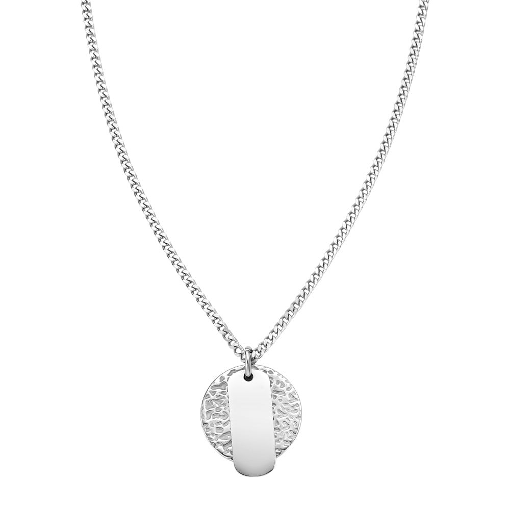 Colar Life Masculino Placa em Aço, 60cm