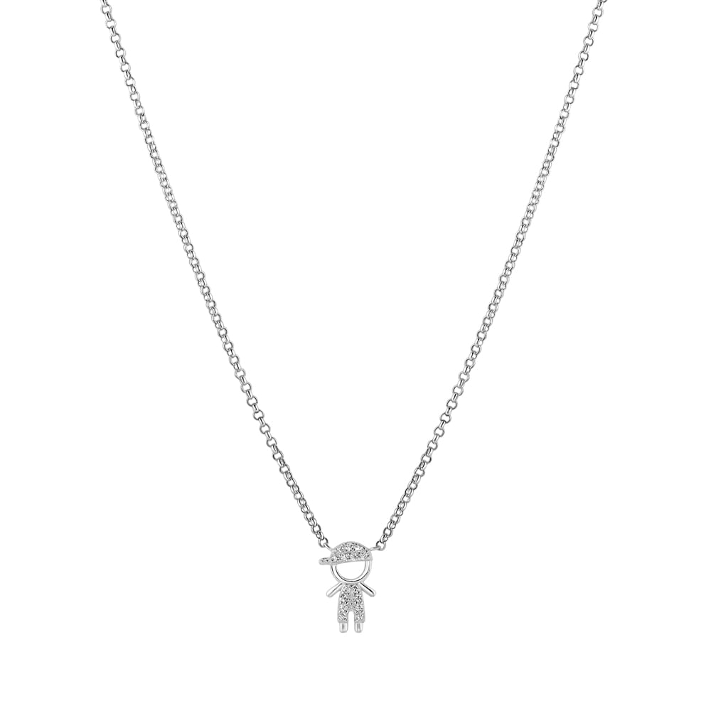 Colar Life Forever Menino em Prata 925 com Pedras Incolores, 45cm