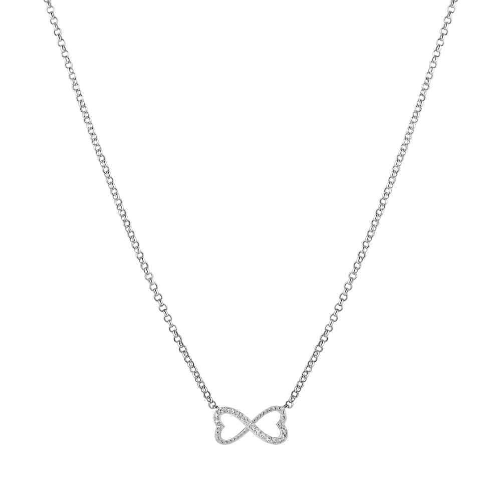Colar Life Forever Infinito em Prata 925 com Pedras Incolores, 45cm
