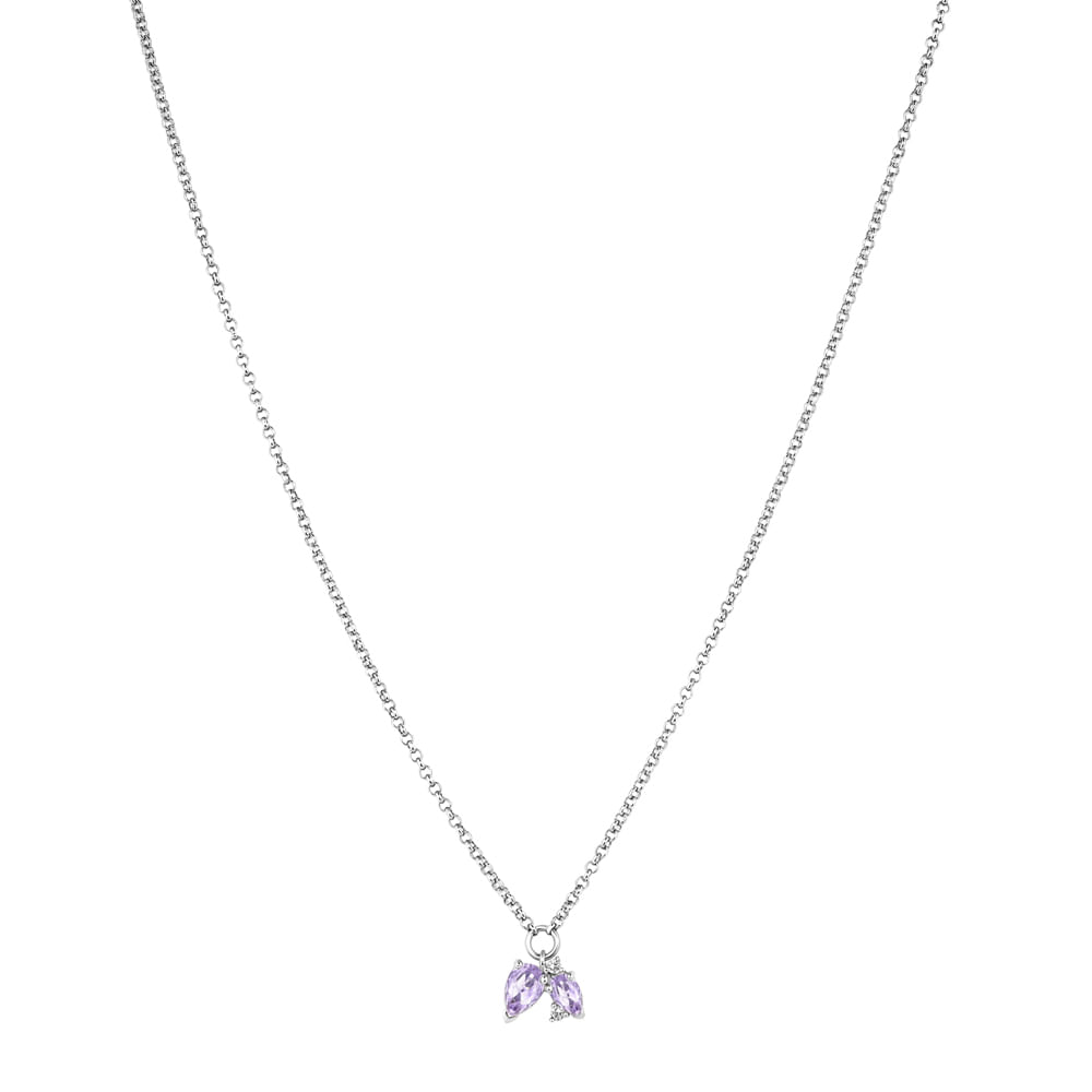 Colar Life Luna Gota em Prata 925 com Ametista, 45cm