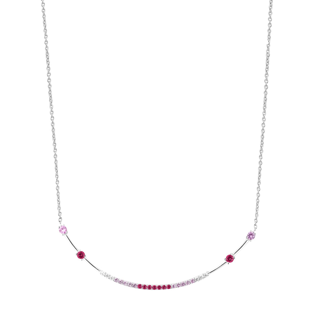 Colar Life Venus em Prata 925 com Pedras Rosas, 50cm