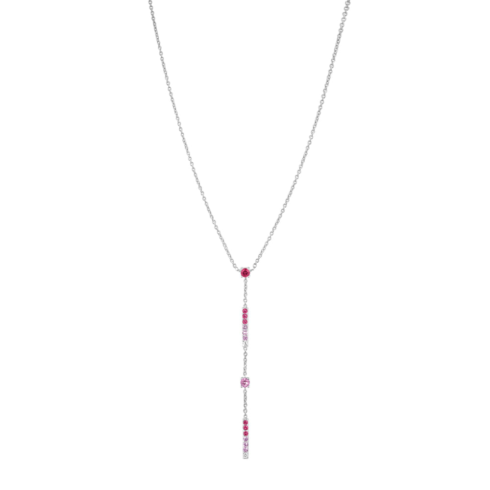 Colar Life Venus em Prata 925 com Pedras Rosas, 50cm
