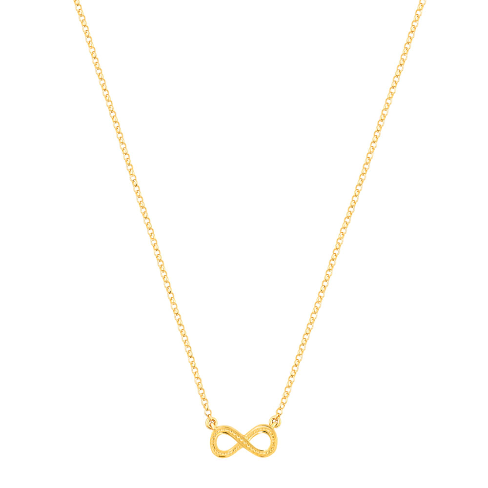 Colar Life Amuleto Infinito em Prata 925 com Banho de Ouro Amarelo 18k, 40cm