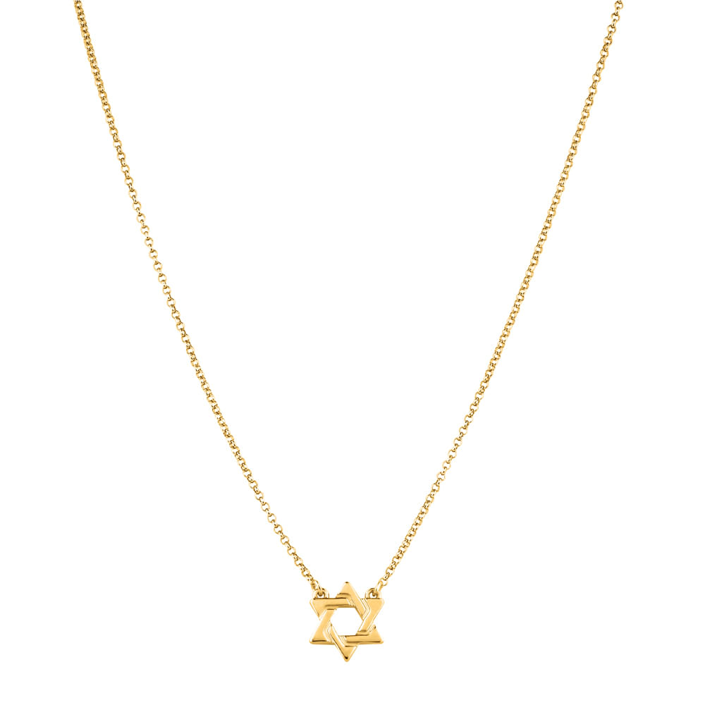 Colar Life Estrela de Davi Religião ll Prata Banho Ouro Amarelo