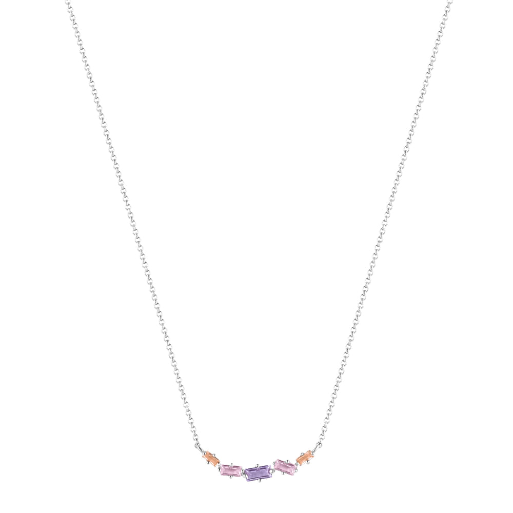 Colar Life Aurora em Prata 925 com Pedras Coloridas, 45cm