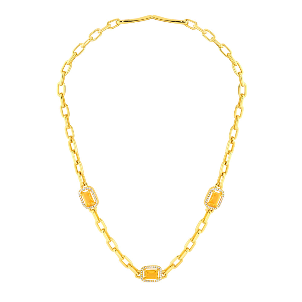 Colar Chains em Ouro Amarelo 18k com Citrino e Diamantes