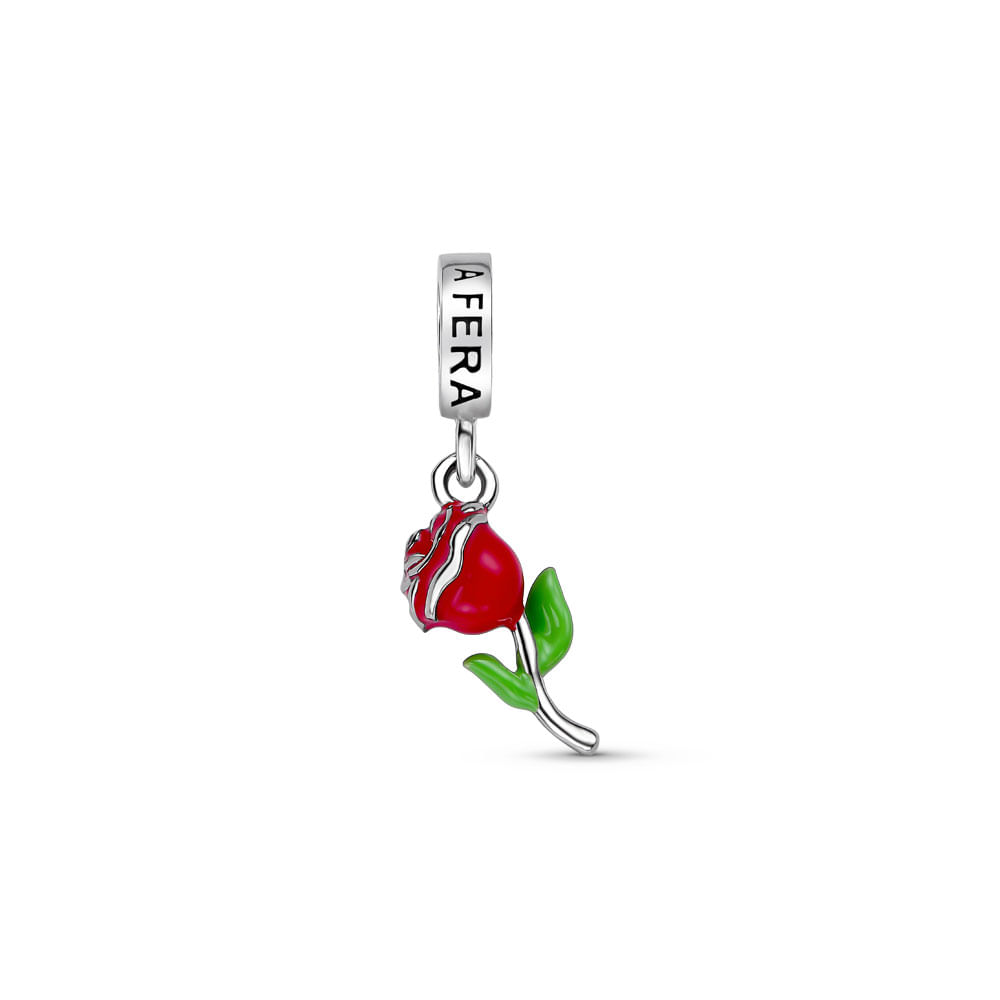 Pingente Life Disney Rosa A Bela e a Fera em Prata 925 com Esmalte