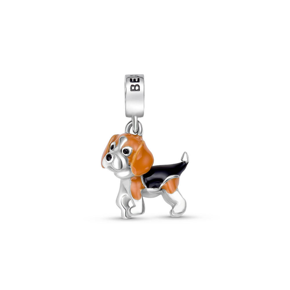 Pingente Life Animal Beagle em Prata 925 com Esmalte