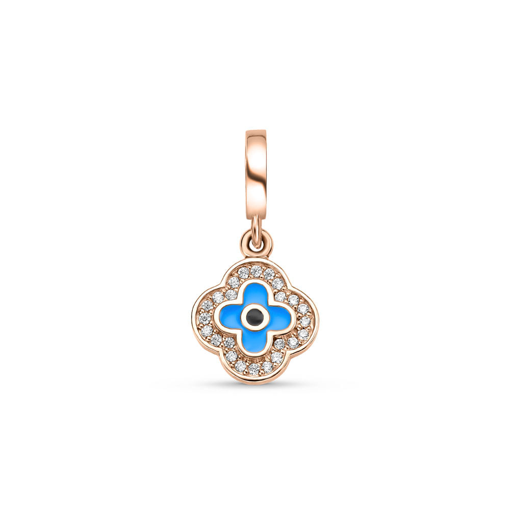 Pingente Life Flor Olho Grego em Liga Rosé 18k