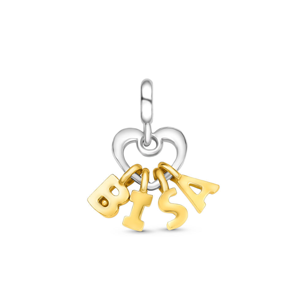 Pingente Life Bisa Coração em Prata 925 com Banho de Ouro Amarelo 18k