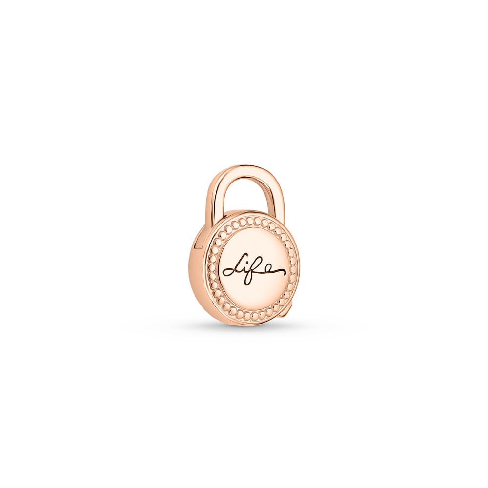 Pingente Life Locker Cadeado em Liga Rosé com Banho de Ouro Rosé 18k
