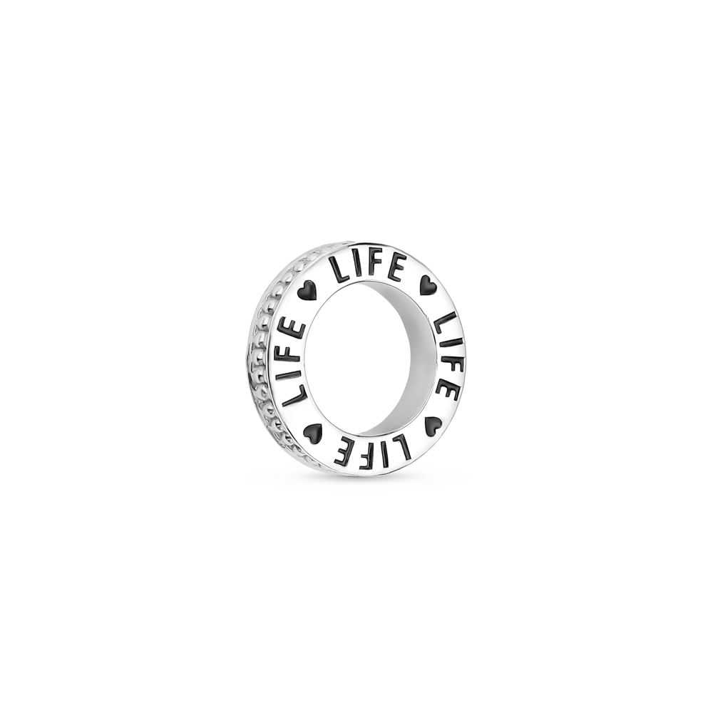 Pingente Life Connection Elo Redondo Prata Esmaltado