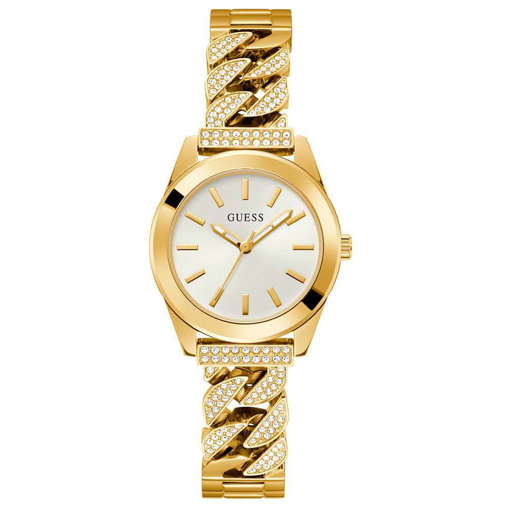 Relógio Guess Ladies Trend Feminino Aço Dourado Cravejado
