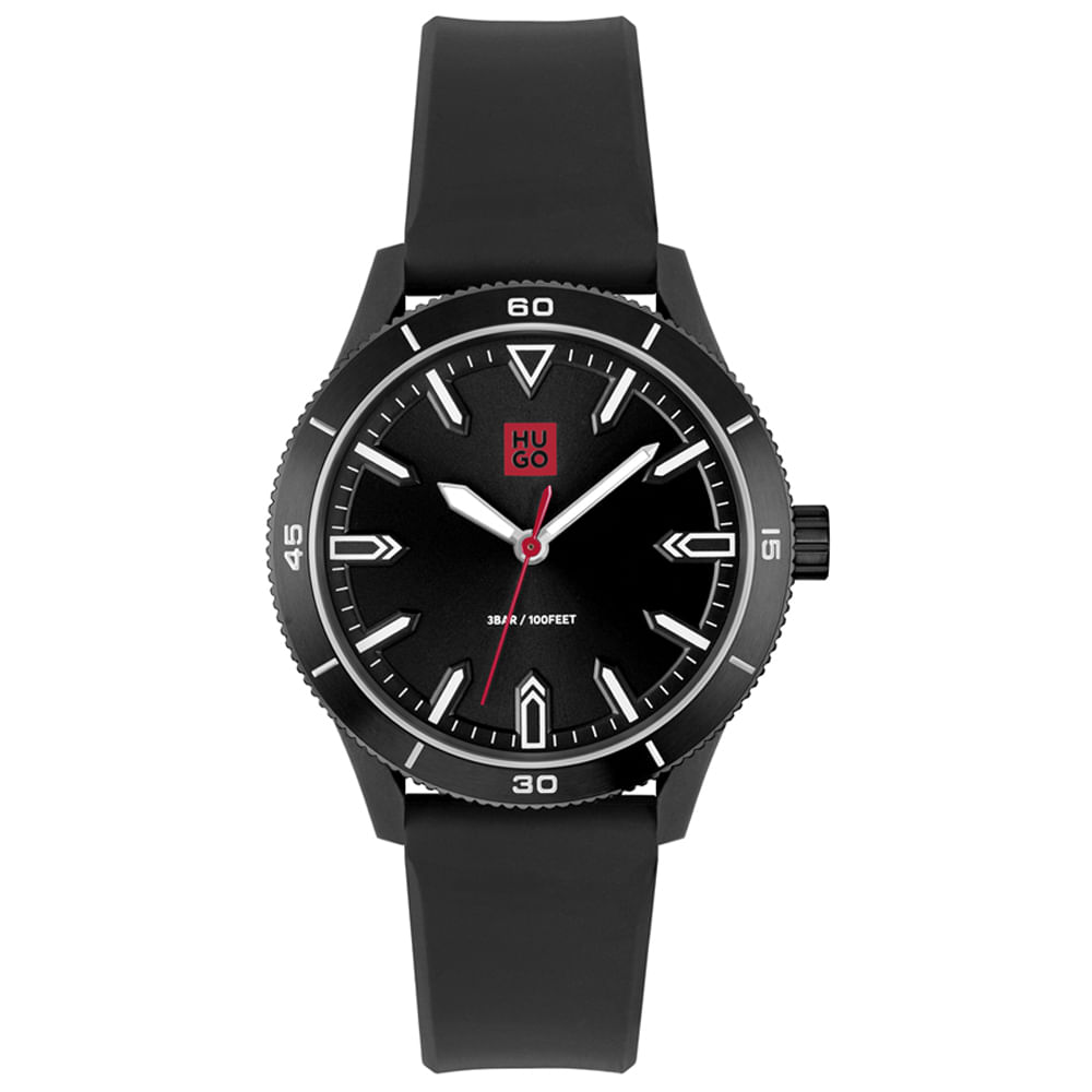 Relógio Hugo Masculino Borracha Preta 1520035