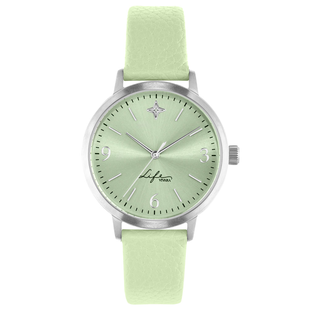 Relógio Life Colors Feminino Couro Verde