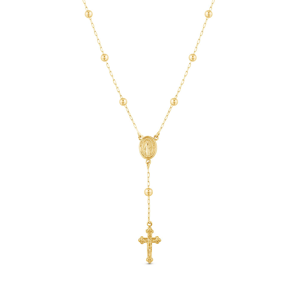 Meio Terço Medalhas em Ouro Amarelo 18k, 60cm