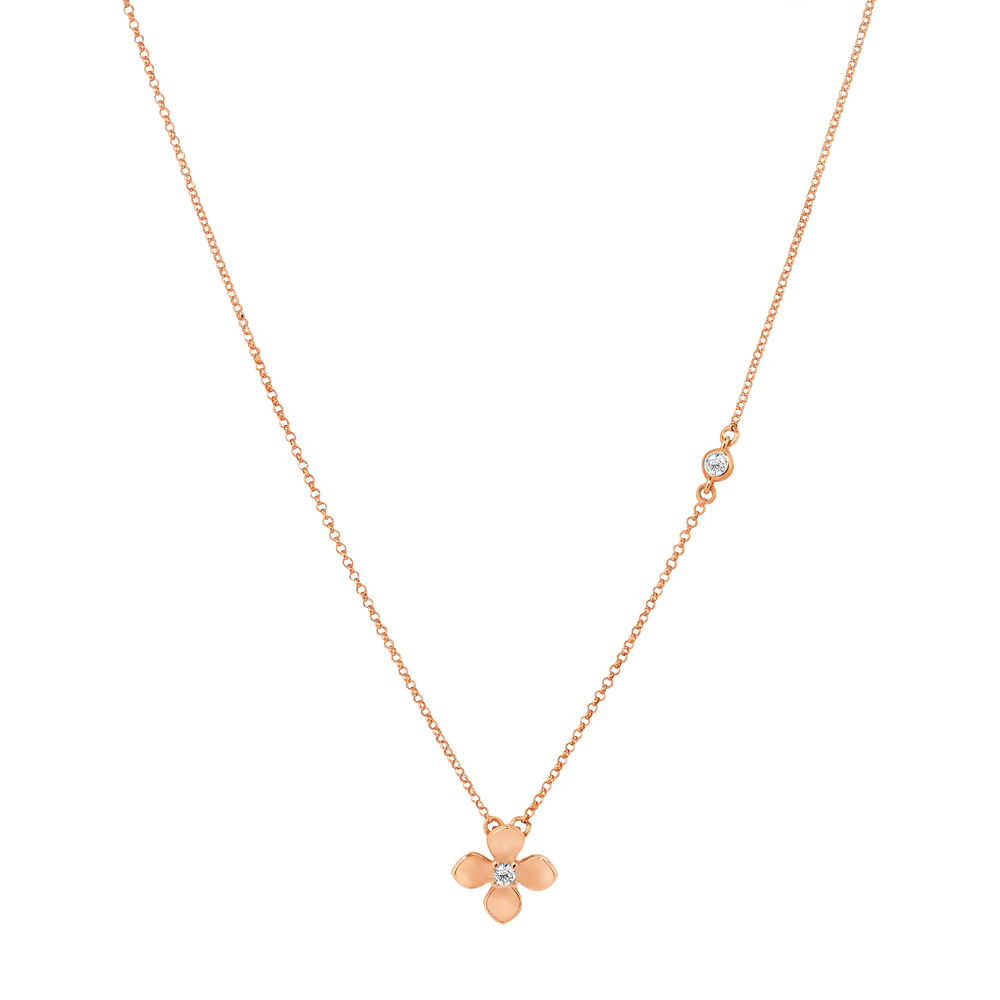 Colar Giardino em Ouro Rosé 18k com Diamantes, 45cm