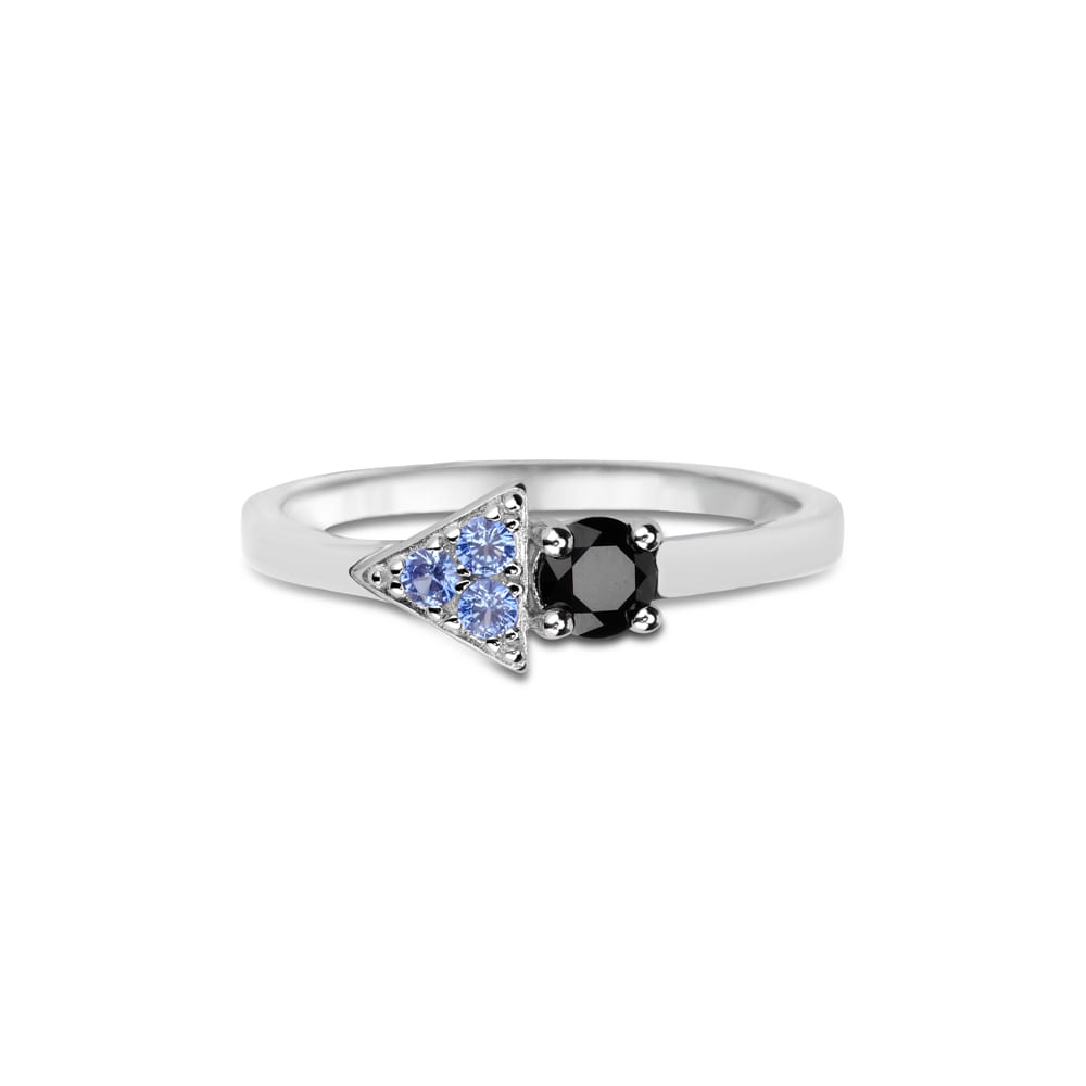 Anel Life Blue Quartzo Negro
