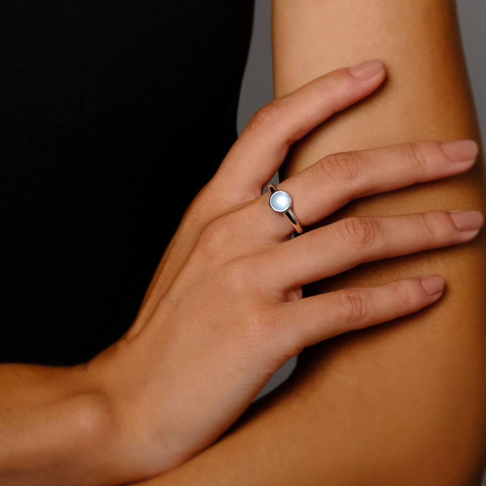 Anel Life My Stone em Prata 925 com Calcedônia Aquamarine