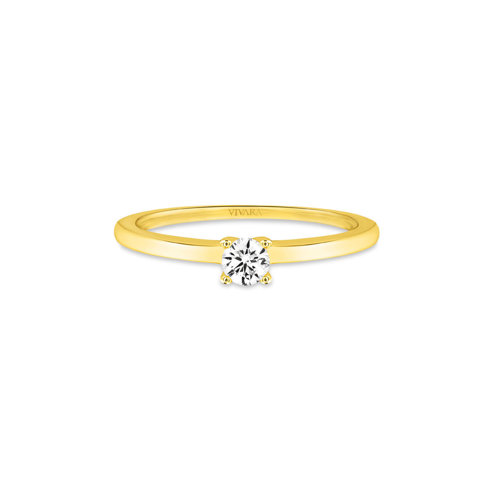 Anel Solitário Classic em Ouro Amarelo 18k com Diamante 0,14 ct