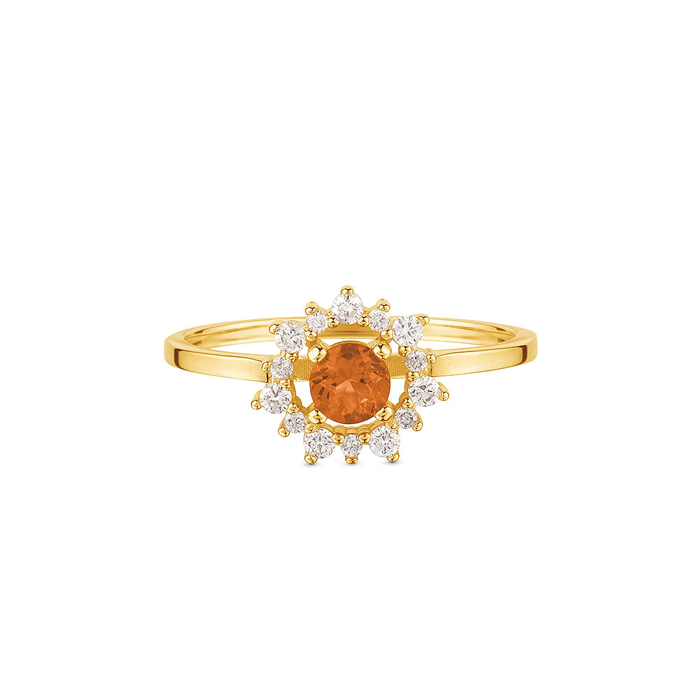 Anel Olympia em Ouro Amarelo 18k com Citrino e Diamantes