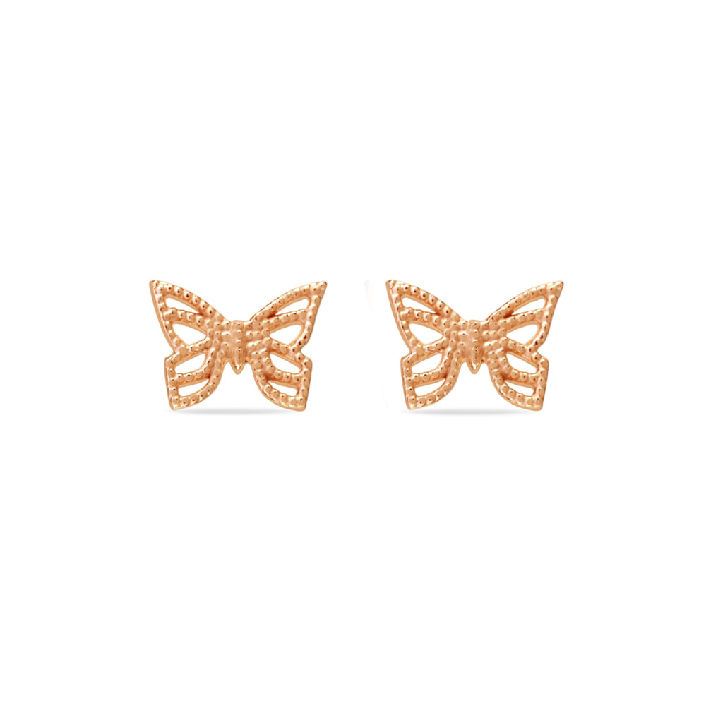 Brinco Life Enigma Borboleta Com Banho Ouro Rosé