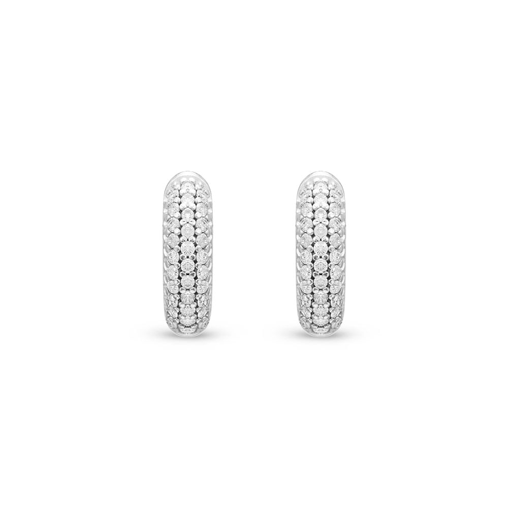 Brinco Argola Lumiere em Ouro Branco 18k com Diamantes, 13mm