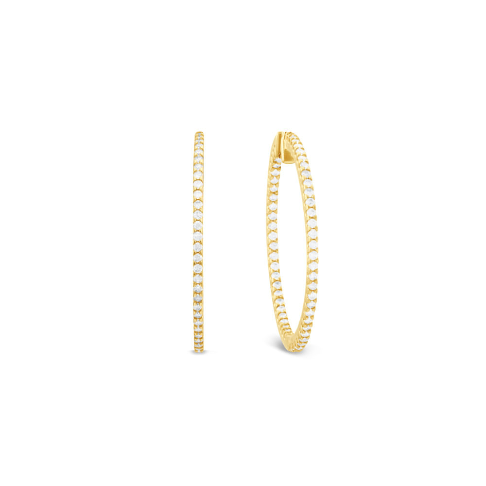 Argola Redonda em Ouro Amarelo 18k com Diamantes, 27mm
