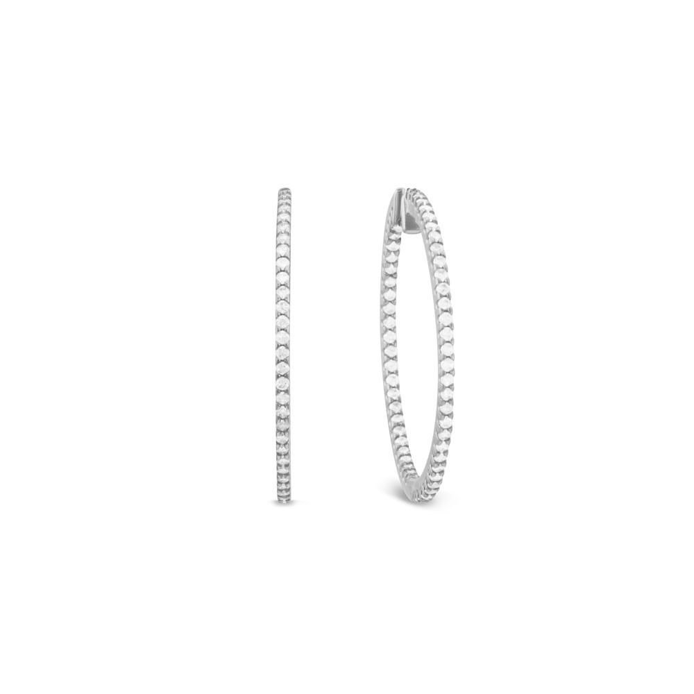 Argola Redonda em Ouro Branco 18k com Diamantes, 27mm