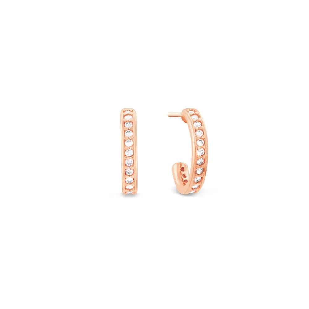 Argola Redonda em Ouro Rosé 18k com Diamantes 0,15ct, 23 mm