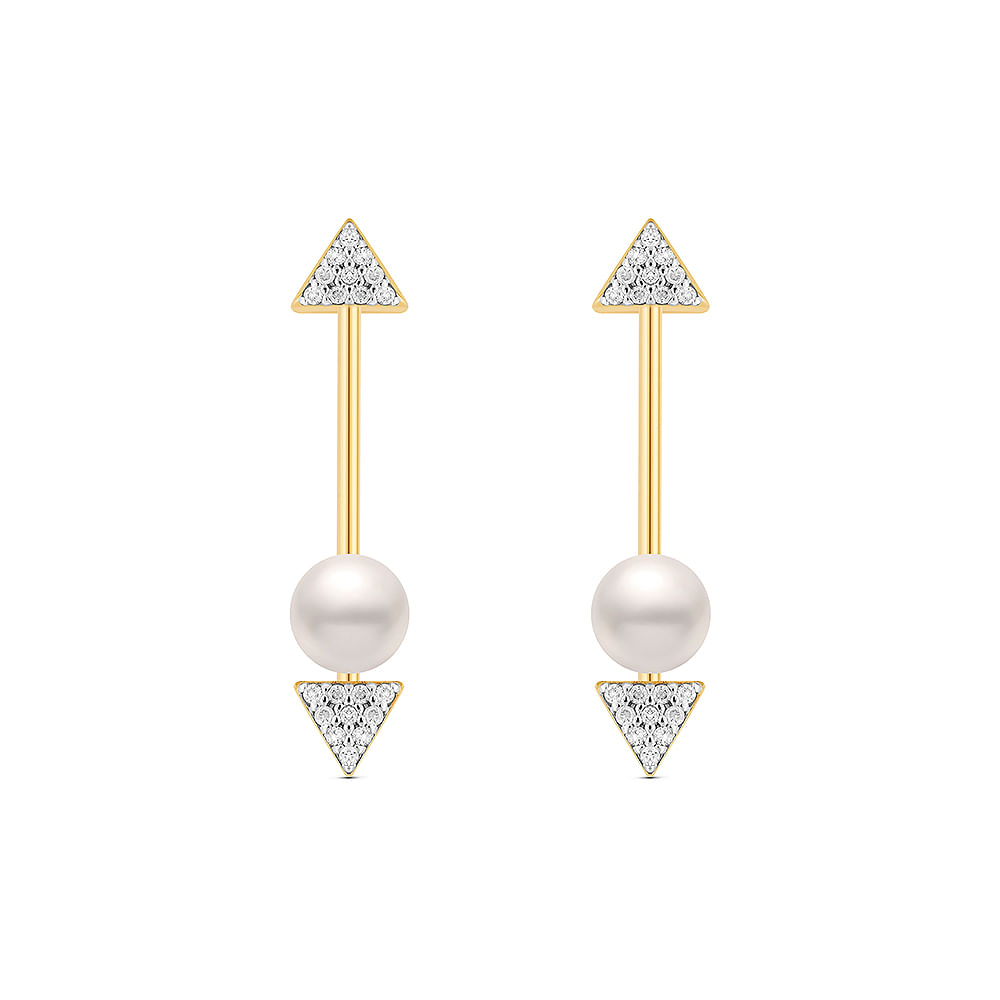 Brinco Vivara em Ouro Amarelo 18k com Pérola e Diamantes