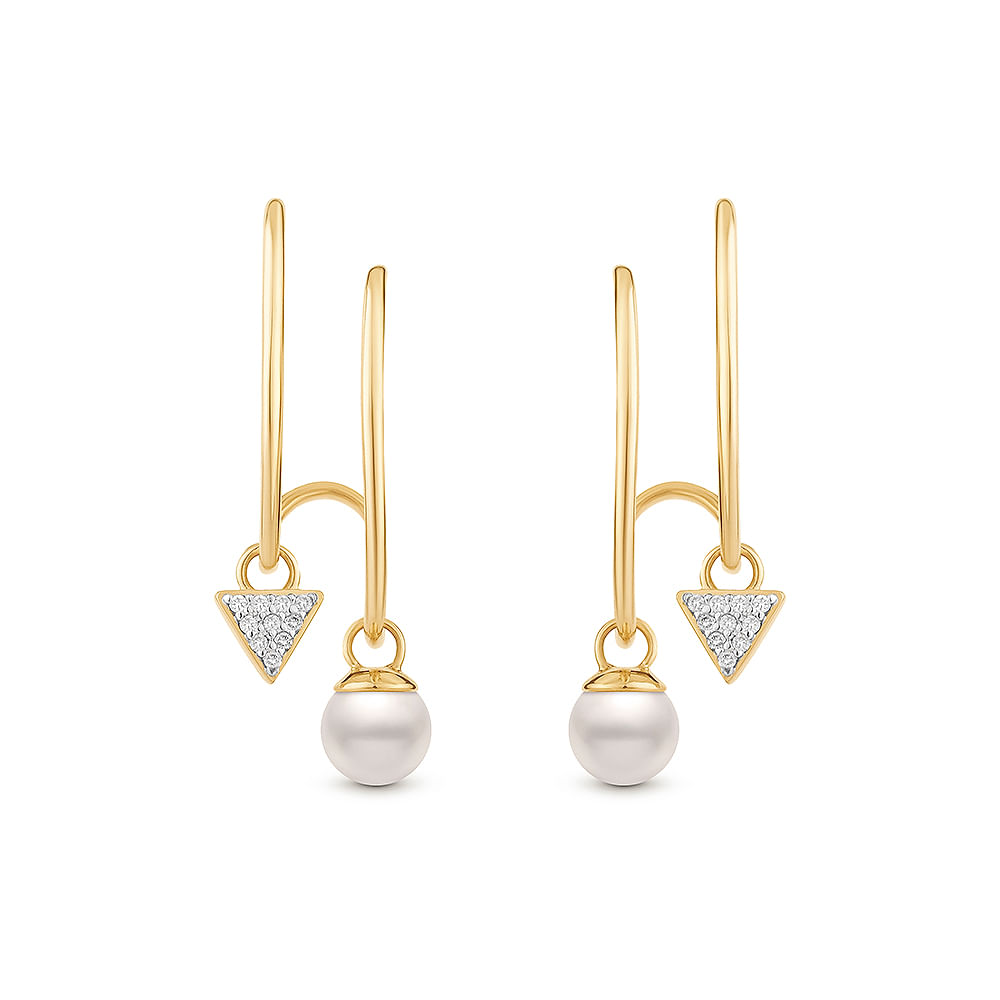 Brinco Vivara em Ouro Amarelo 18k com Pérola e Diamantes