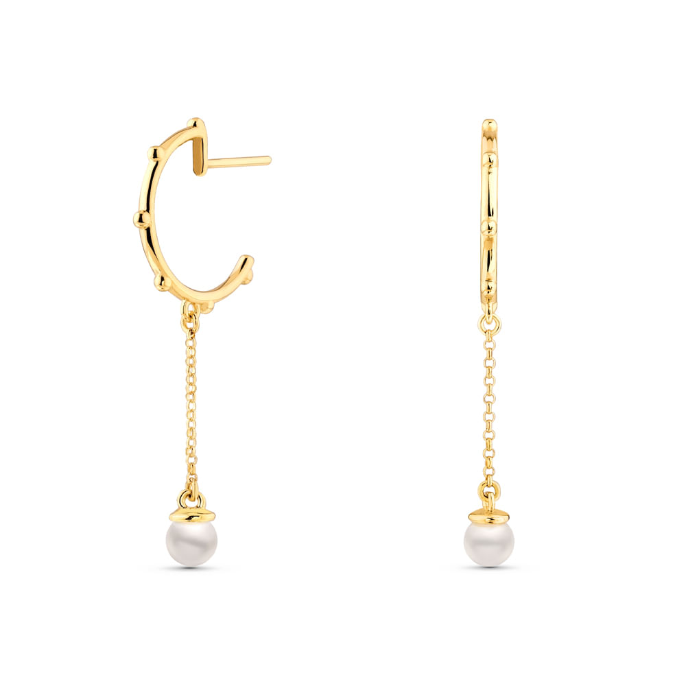 Argola Trends em Ouro Amarelo 18k com Pérolas, 23 mm