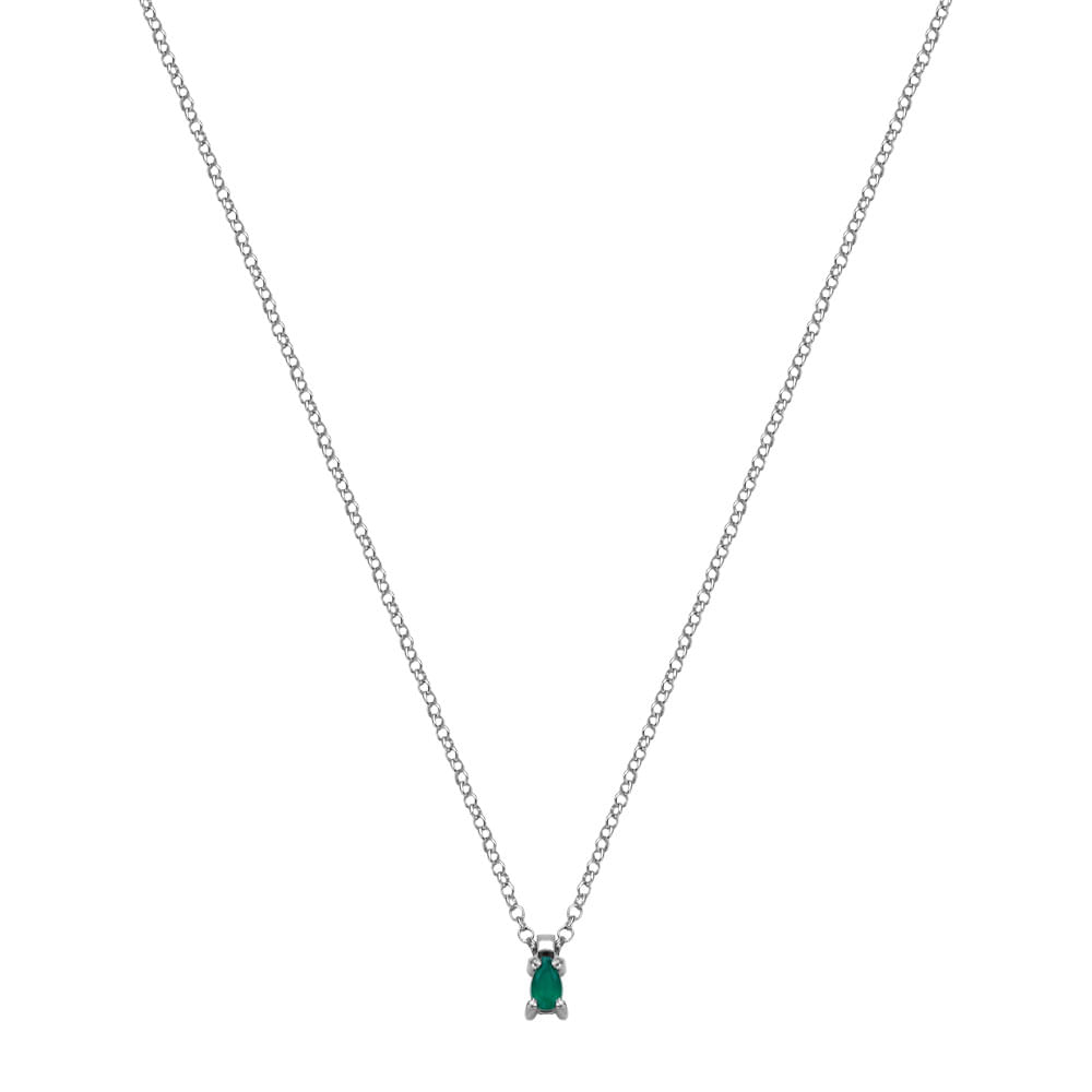 Colar Life Unique em Prata 925 com Ágata Verde, 50cm