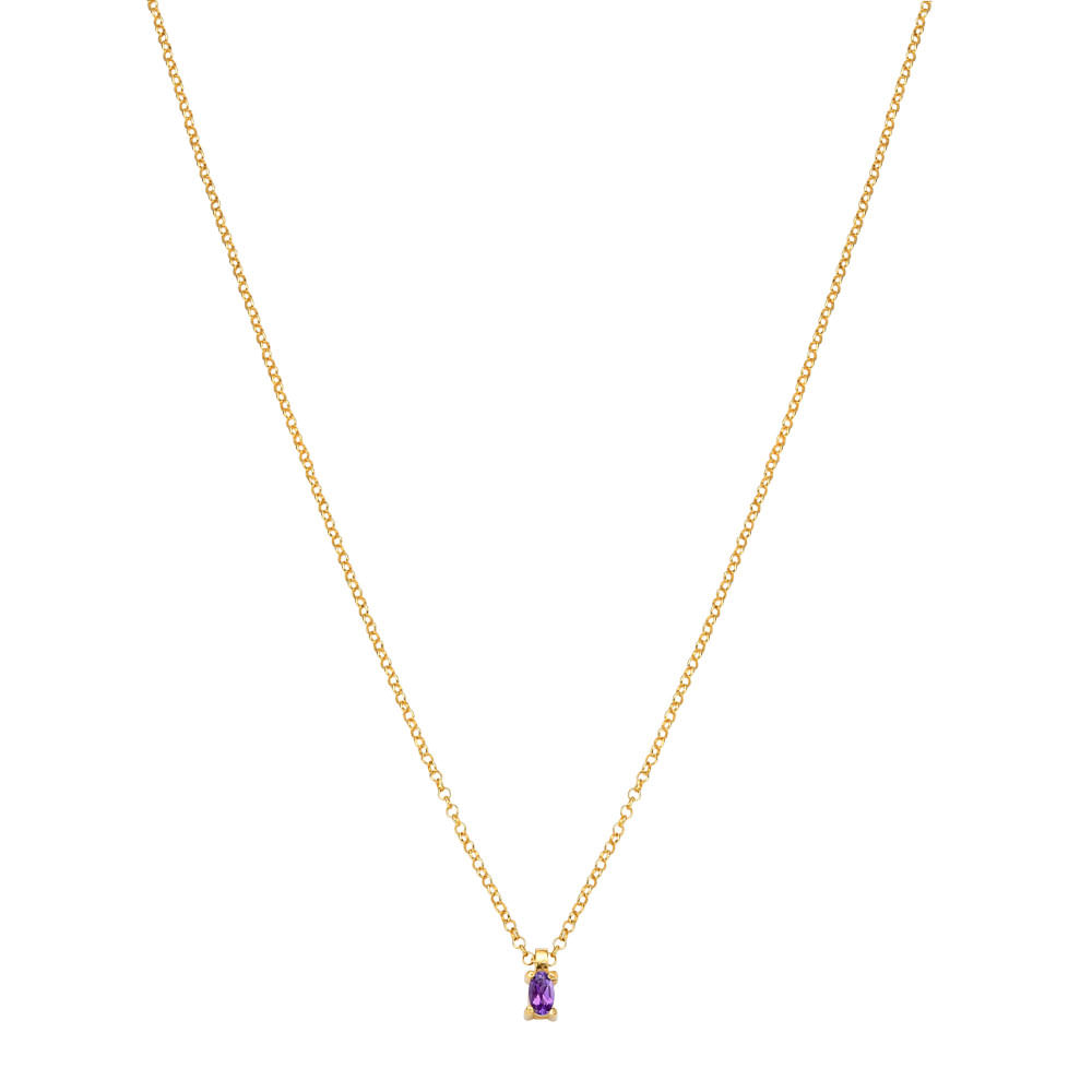 Colar Life Unique em Prata 925 com Banho de Ouro Amarelo 18k e Ametista, 50cm