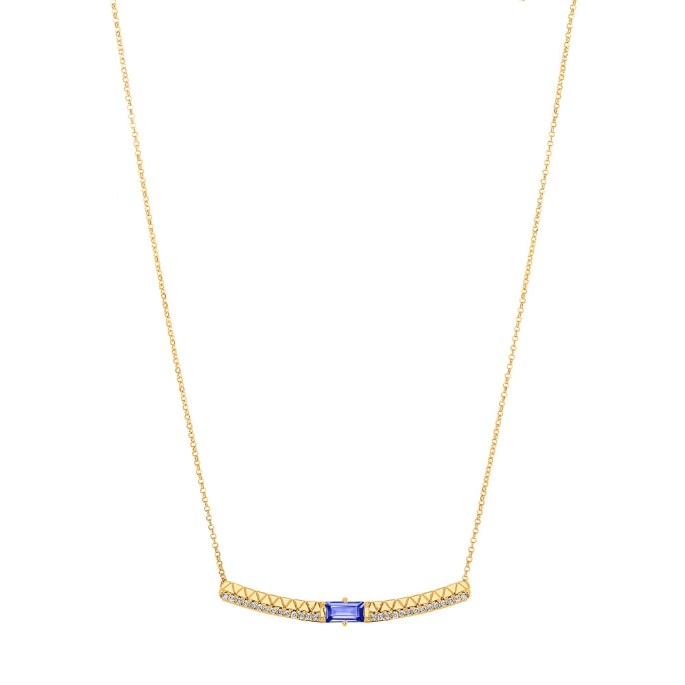 Colar Icona em Ouro Amarelo 18k com Tanzanita e Diamantes, 45cm