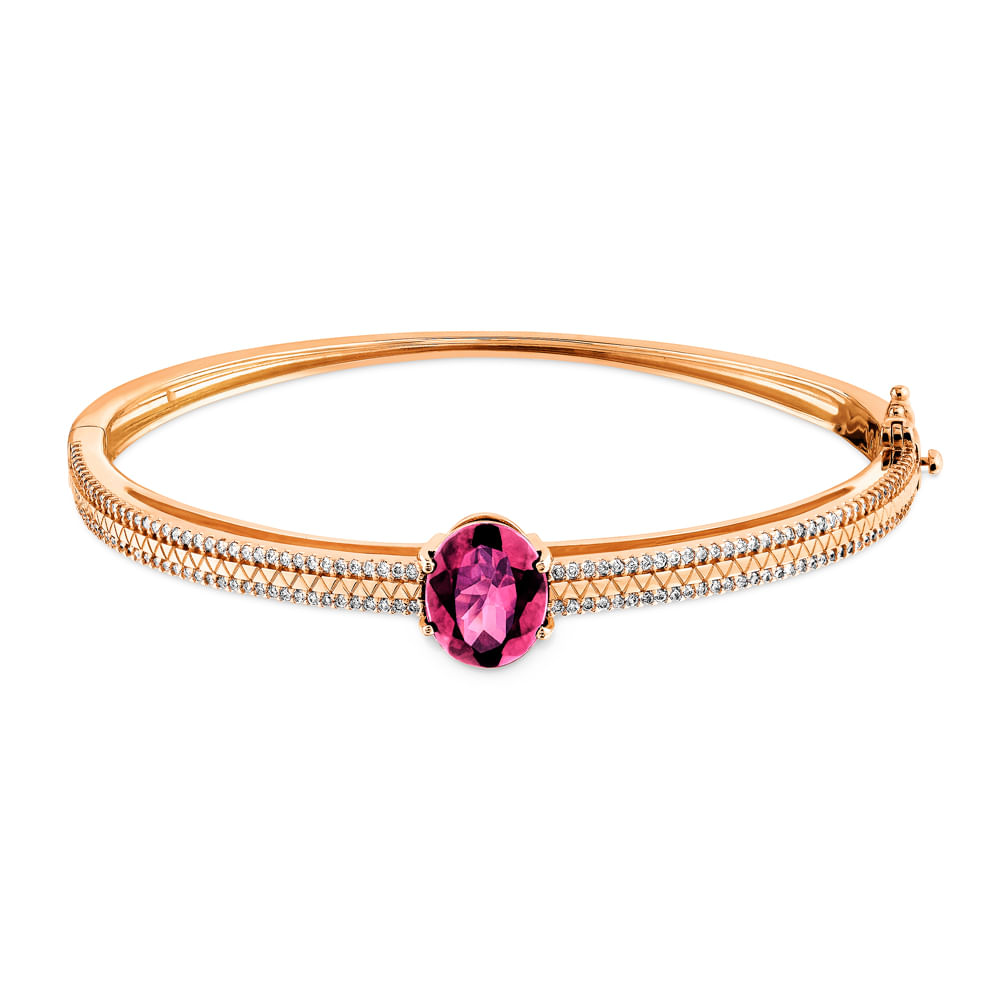 Pulseira Icona em Ouro Vivara 18k com Rodolita e Diamantes