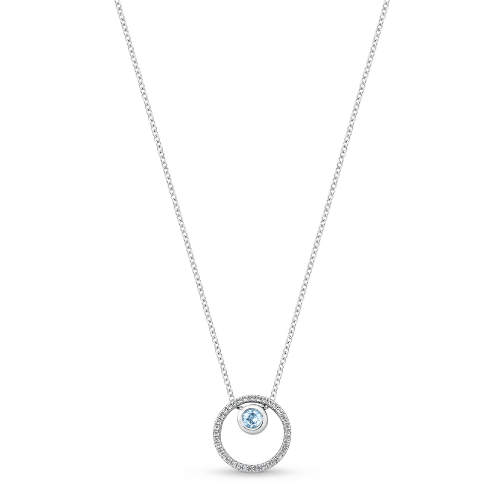 Colar Inside em Prata 925 com Topázio Azul e Topázios Incolores, 40cm