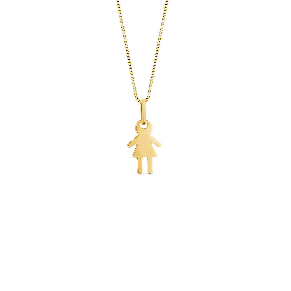 Pingente Personalizável Menina em Ouro Amarelo 18k, 10mm