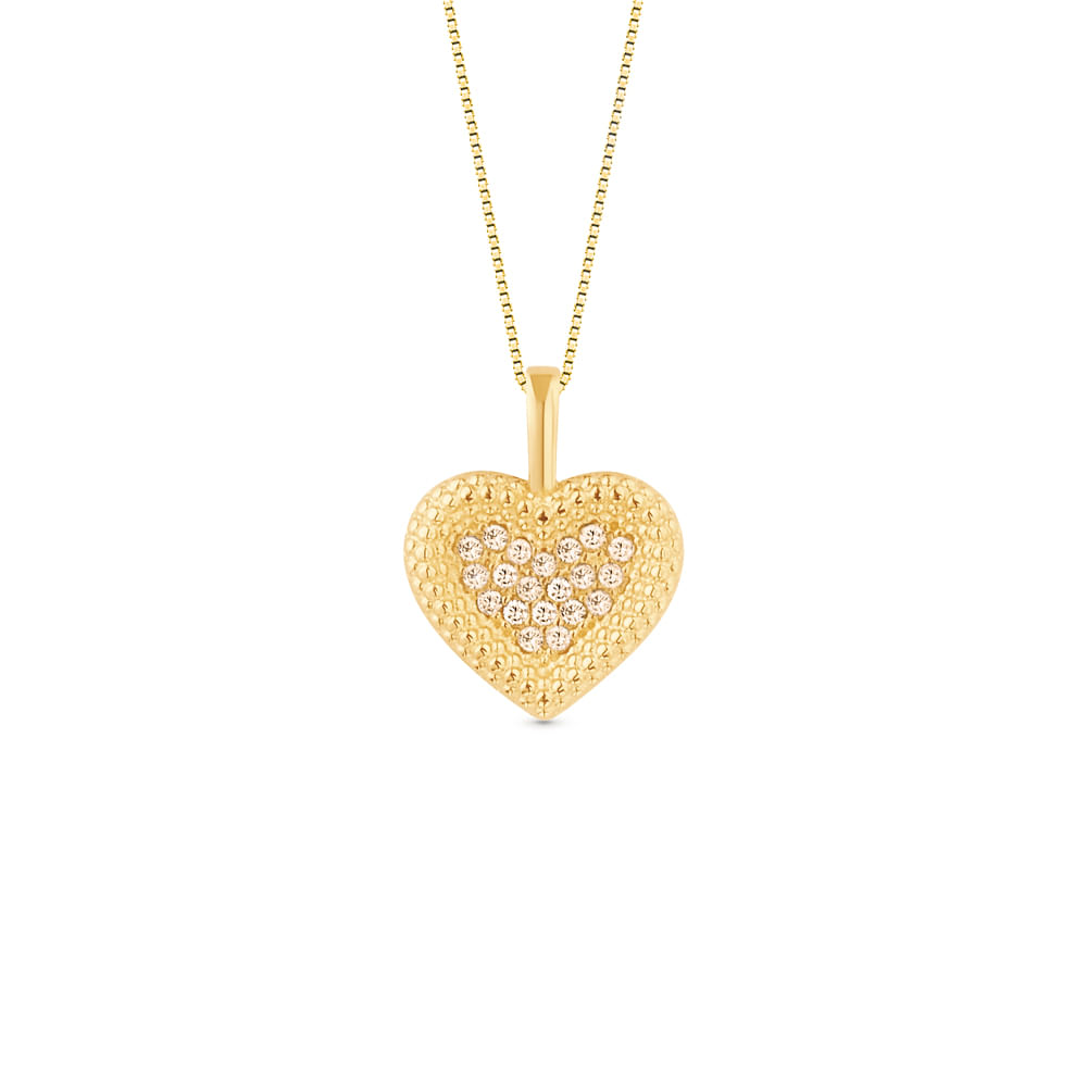 Pingente Amantes Coração em Ouro Amarelo 18k com Diamantes Brown