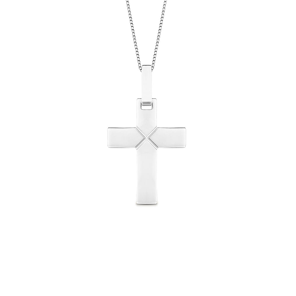 Pingente Cruz em Ouro Branco 18k