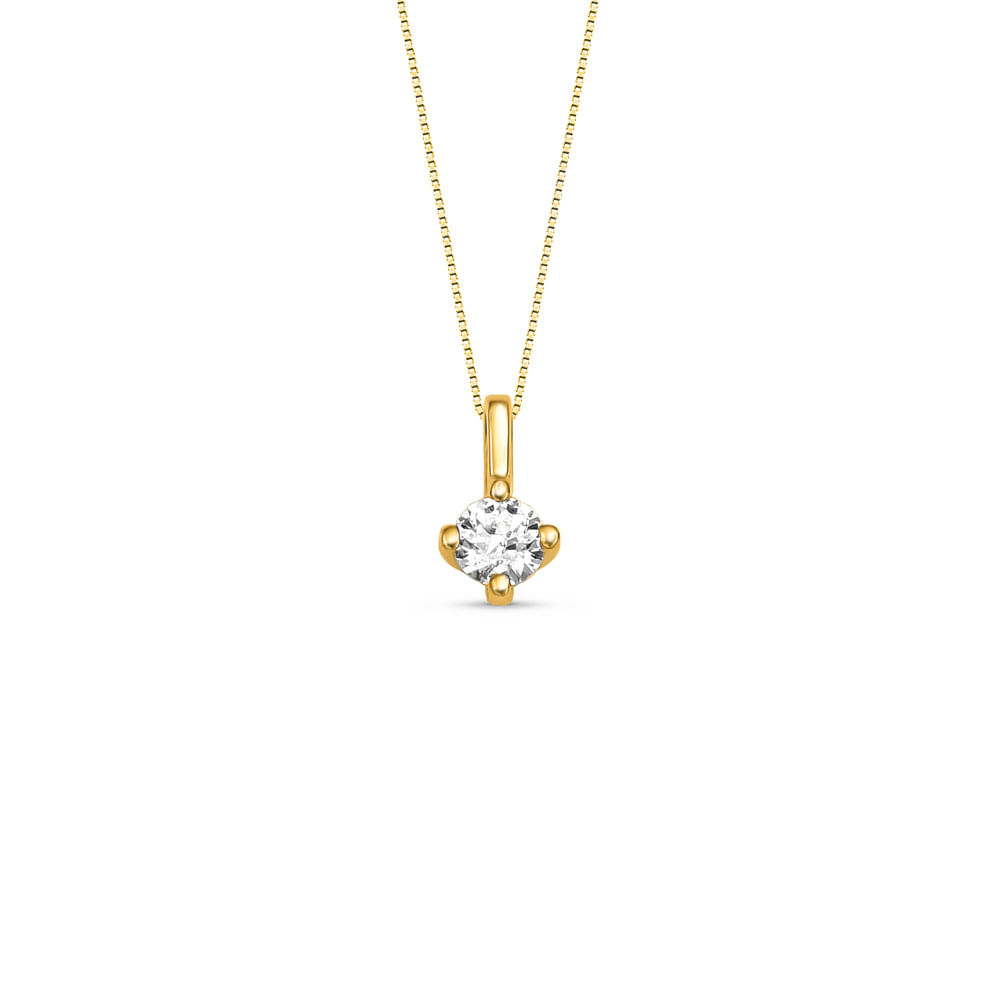 Pingente Solitário em Ouro Amarelo 18k com Diamante 0,20 ct, 9.5mm