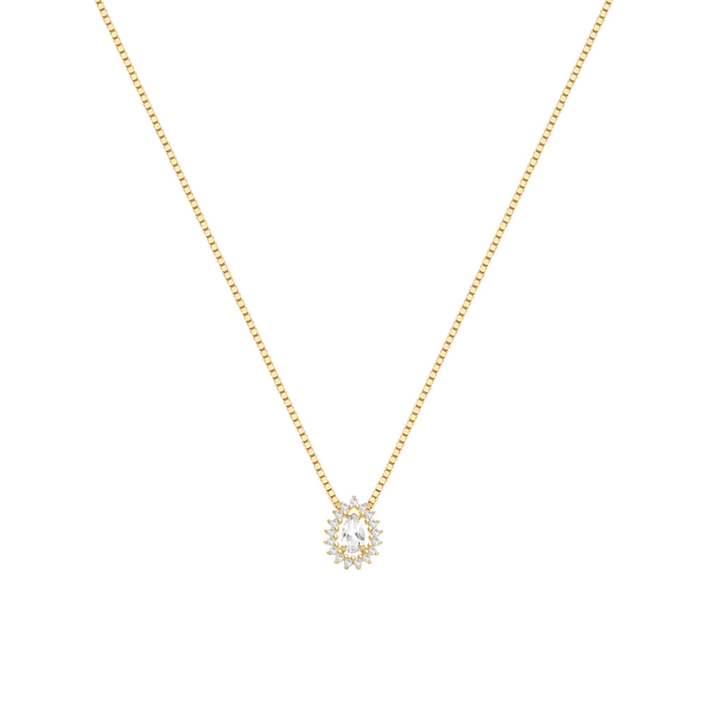 Pingente Classic Oriental em Ouro Amarelo 18k com Topázio Incolor e Diamantes, 10mm