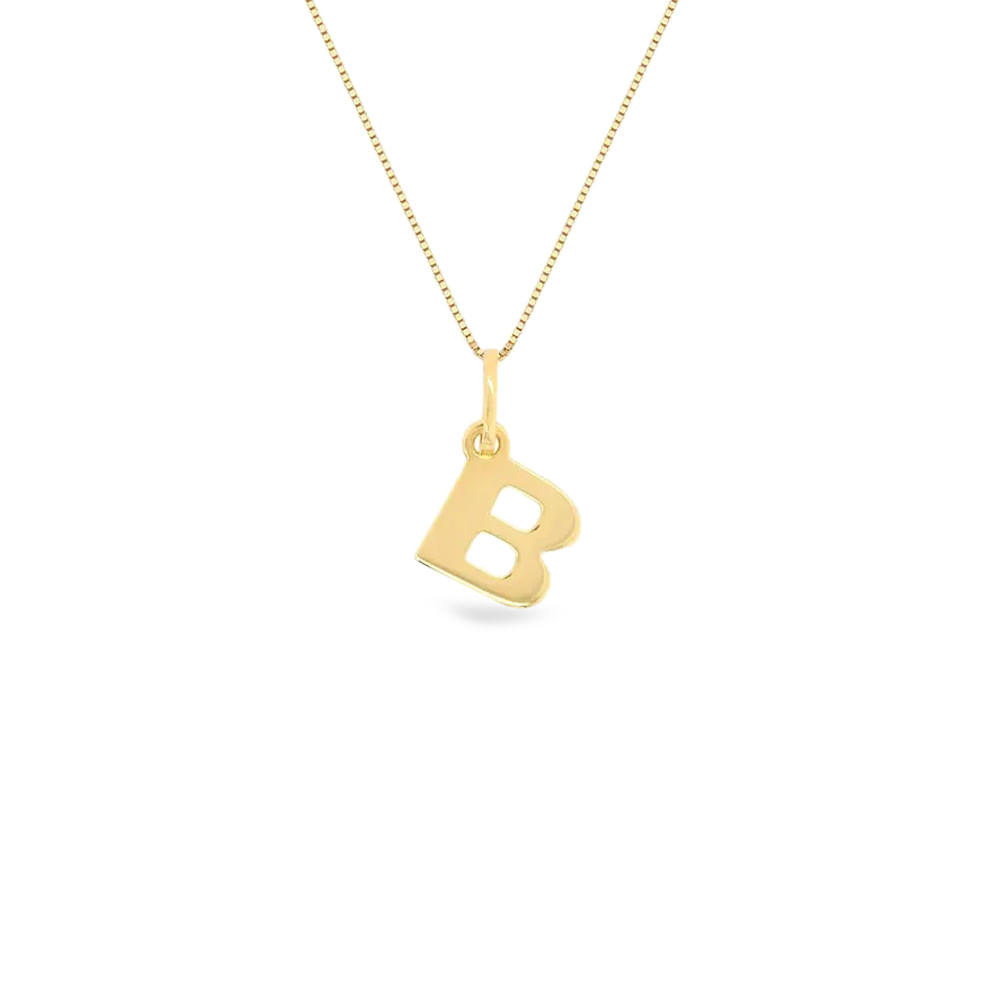 Pingente Letra B em Ouro Amarelo 18k, 12mm