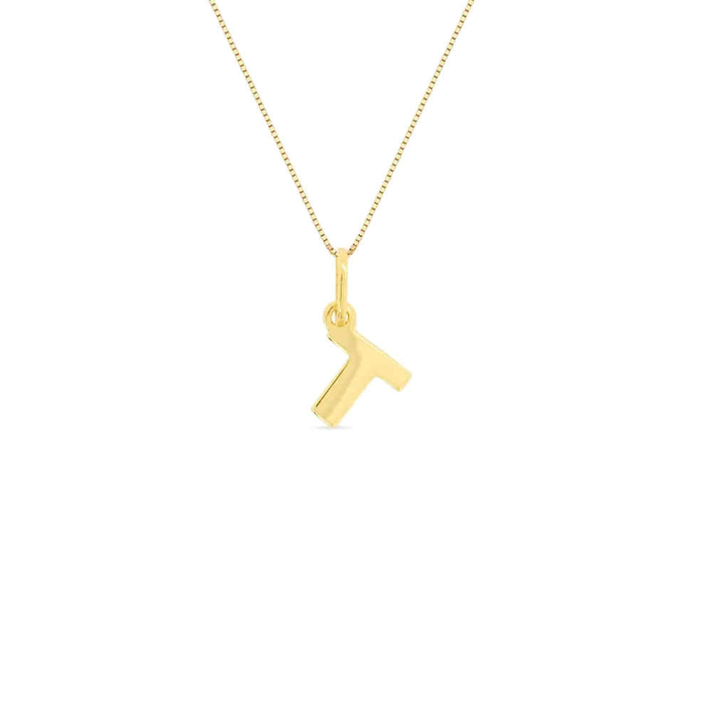 Pingente Letra T em Ouro Amarelo 18k