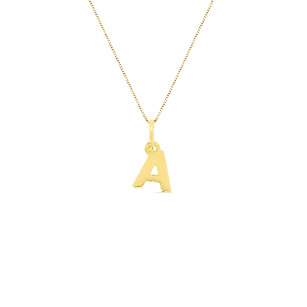 Pingente Letra A em Ouro Amarelo 18k, 12mm